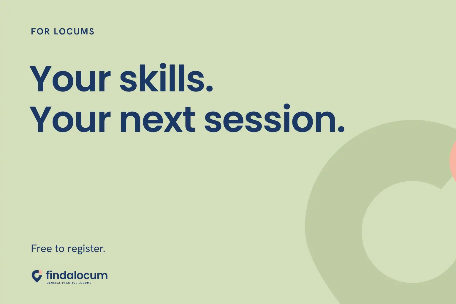 FindALocum sage graphic: Your skills. Your next session. Free to register.